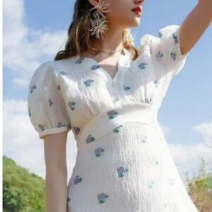 White Floral Women's Dress